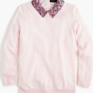 J.Crew and Liberty London Pink Sweater with Floral Collar